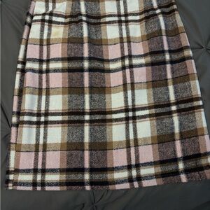 Plaid A-Line Skirt in Pink and Brown